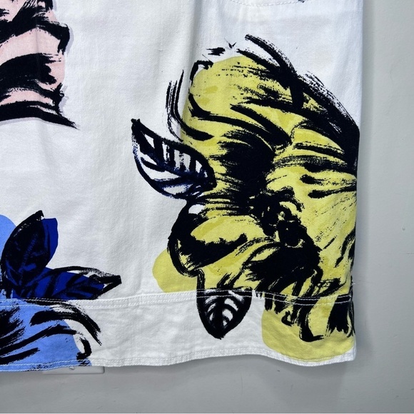 Anthropologie Maeve - White Denim Floral Belt Skirt Size 4 - Picture 8 of 15